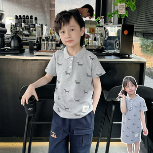 韩国男女童polo衫 儿童短袖 新款 2024夏季 T恤中大童翻领全棉上衣T恤