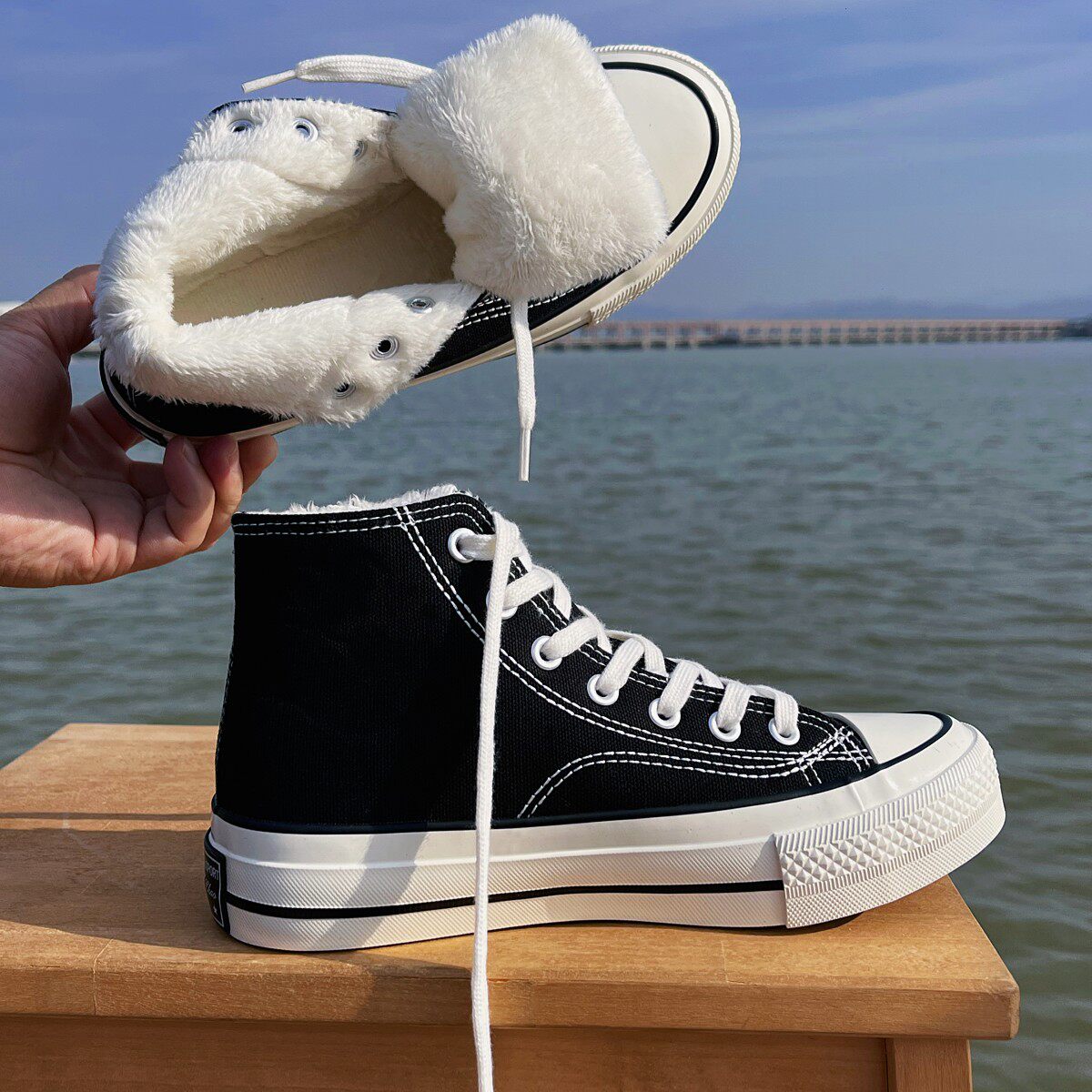 经典款加绒高帮帆布鞋女2025秋冬季加棉保暖学生二棉鞋百搭板鞋潮