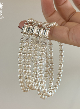 简约气质磁铁扣单手佩戴珍珠手链