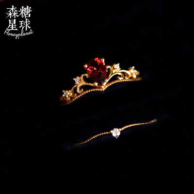 红宝石酒红开运红叠戴皇冠礼物女