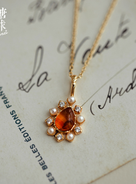 森糖星球琥珀珍珠复古项链