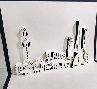 上海城市印象剪影建筑卡片历史名城风景名胜古迹高楼大厦形象贺卡