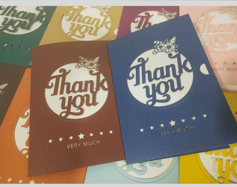 感谢珠光纸雕刻镂空卡片送客户送朋友商用通用祝福贺卡含信封内页