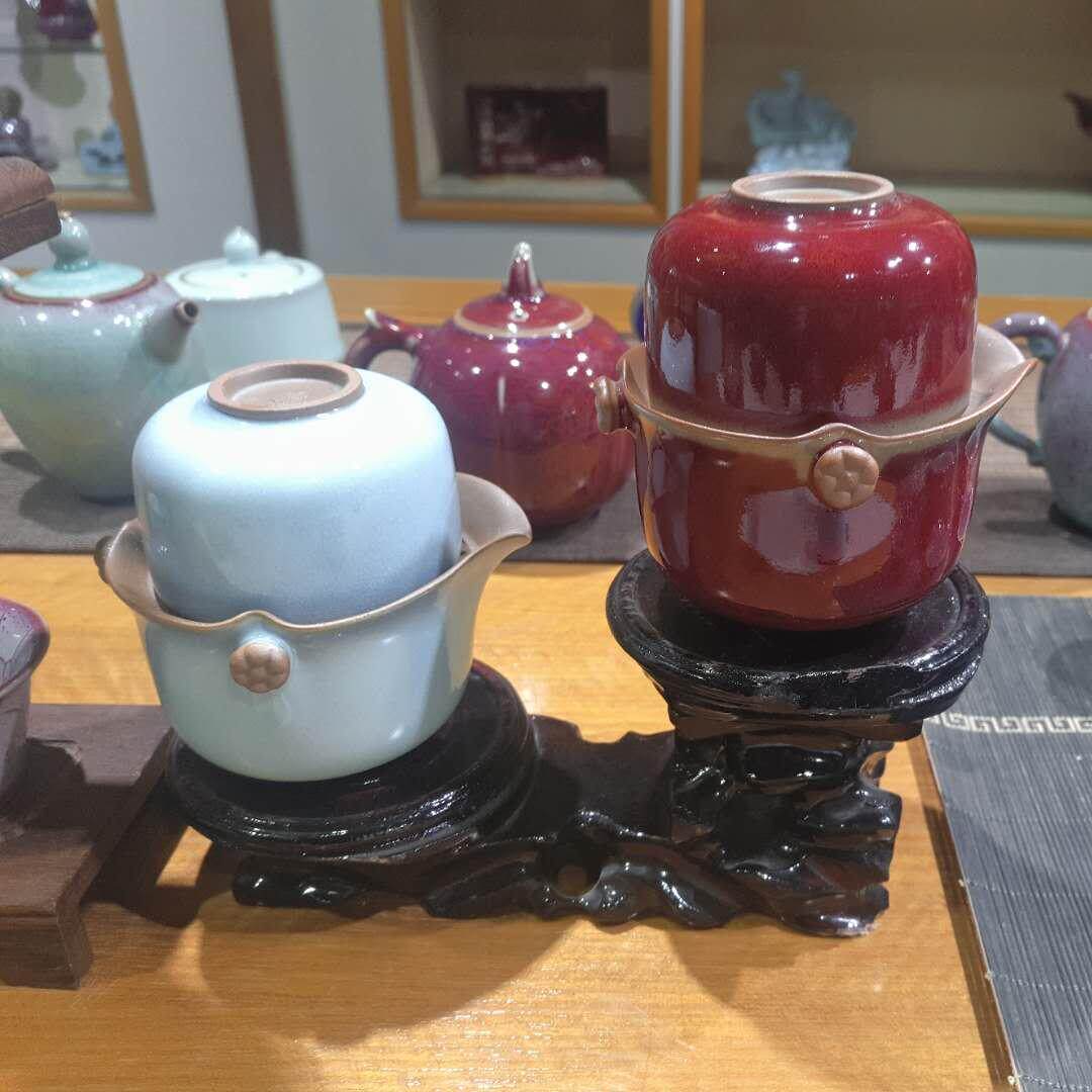 钧瓷茶具一壶一杯礼盒装套装伴手礼家用旅行高档陶瓷茶器自斟杯