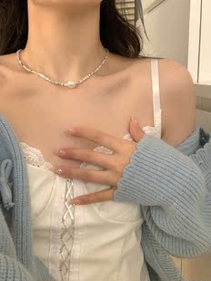 爆款 碎银子珍珠纯银项链女2025新款 高级感锁骨链轻奢小众颈链配饰