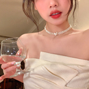 温柔贝母蝴蝶多层珍珠项链配饰女轻奢小众高级感颈链锁骨链choker