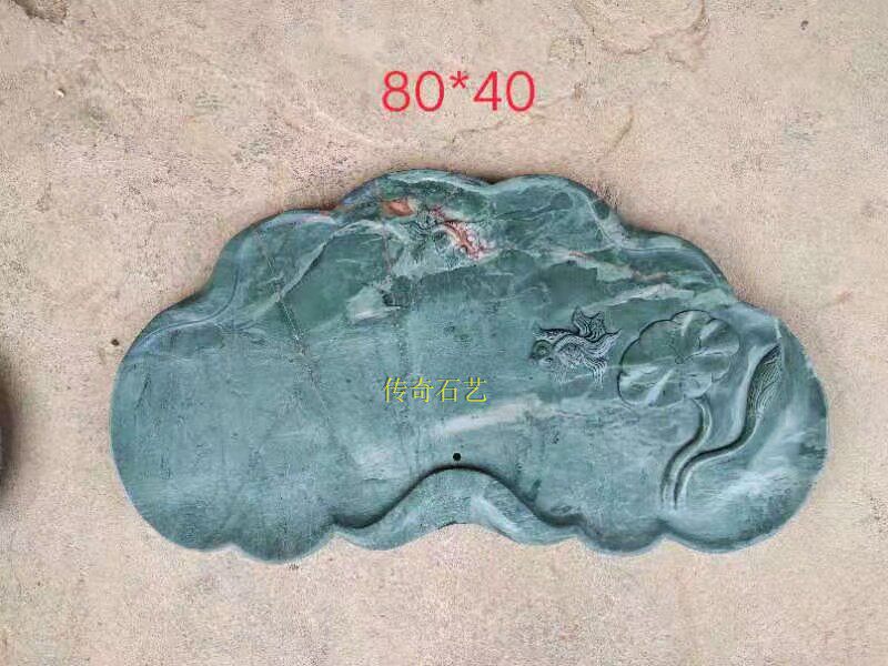 天然华安玉茶盘九龙壁石茶盘荷花鱼雕刻玉石茶盘办公家居功夫茶盘