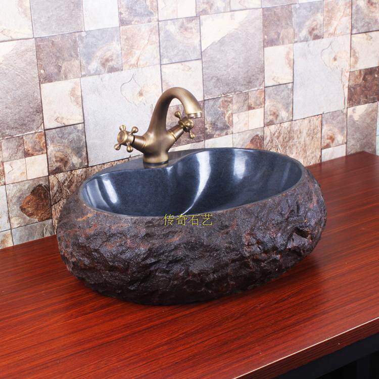 天然石头台上盆中式古典洗手盆仿古石盆艺术面盆洗脸盆台上盆石槽
