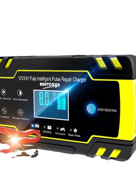 Anhtczyx汽车电瓶充电器12v24v伏摩托车蓄电池AGM欧规英规充电器