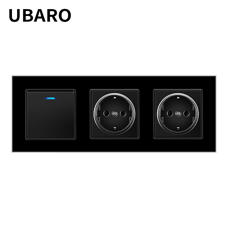 欧标机械式开关与插座组合玻璃