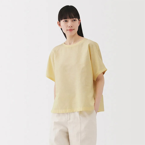 日系麻棉短袖衬衫女罩衫26夏新款