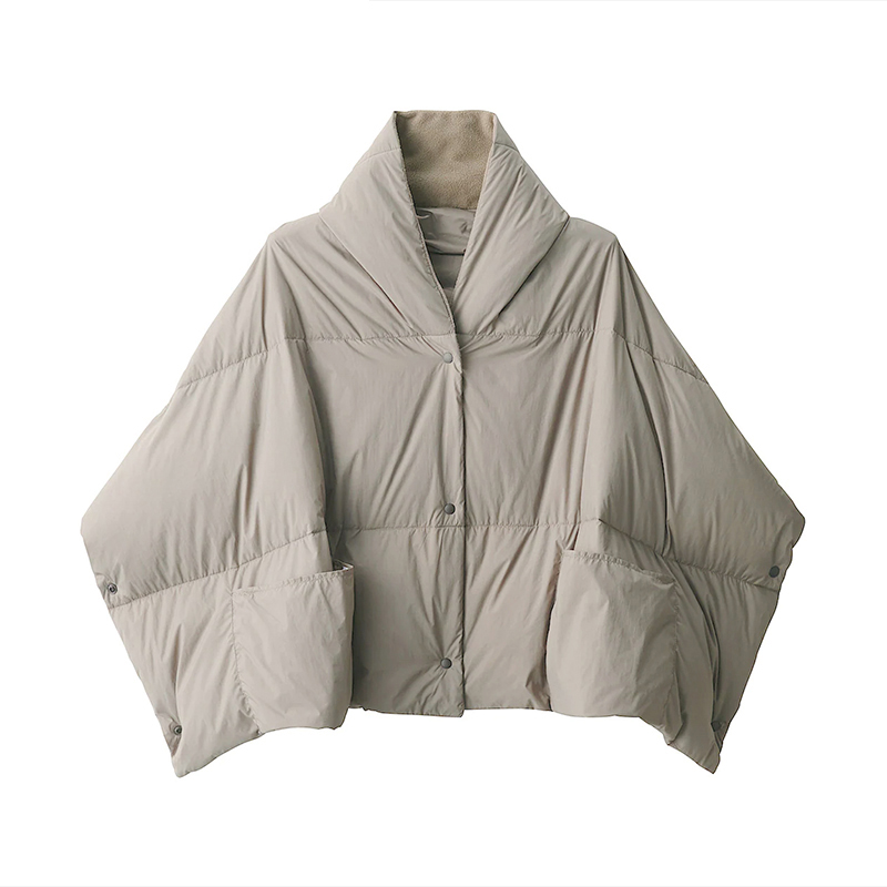 羽绒披肩MUJl同款保暖披风斗篷