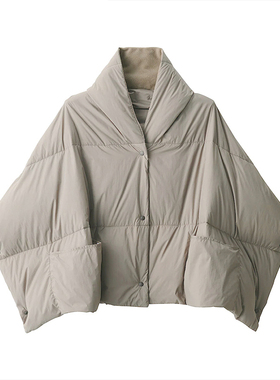 羽绒披肩斗篷MUJl同款轻便薄款纯色户外旅行午睡保暖围巾羽绒披风