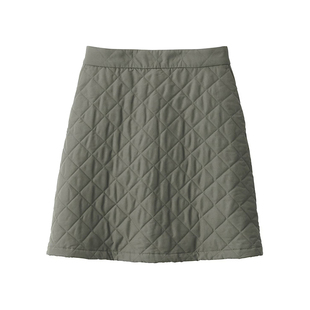 日系绗缝短裙夹棉半身裙子菱格印暨秋冬加厚保暖性感A字裙包臀裙