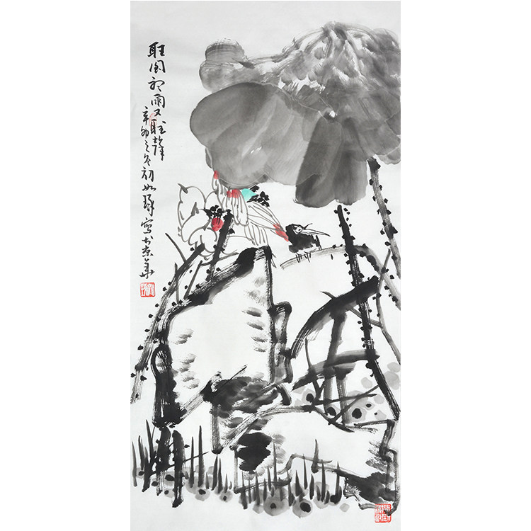 名画家崔如琢纯手绘装饰画国画水墨画植物画客厅画玄关画荷花画