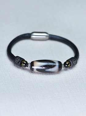 藏式虎牙天珠手链男女款学生手工复古民族风玛瑙手串编织手绳三眼