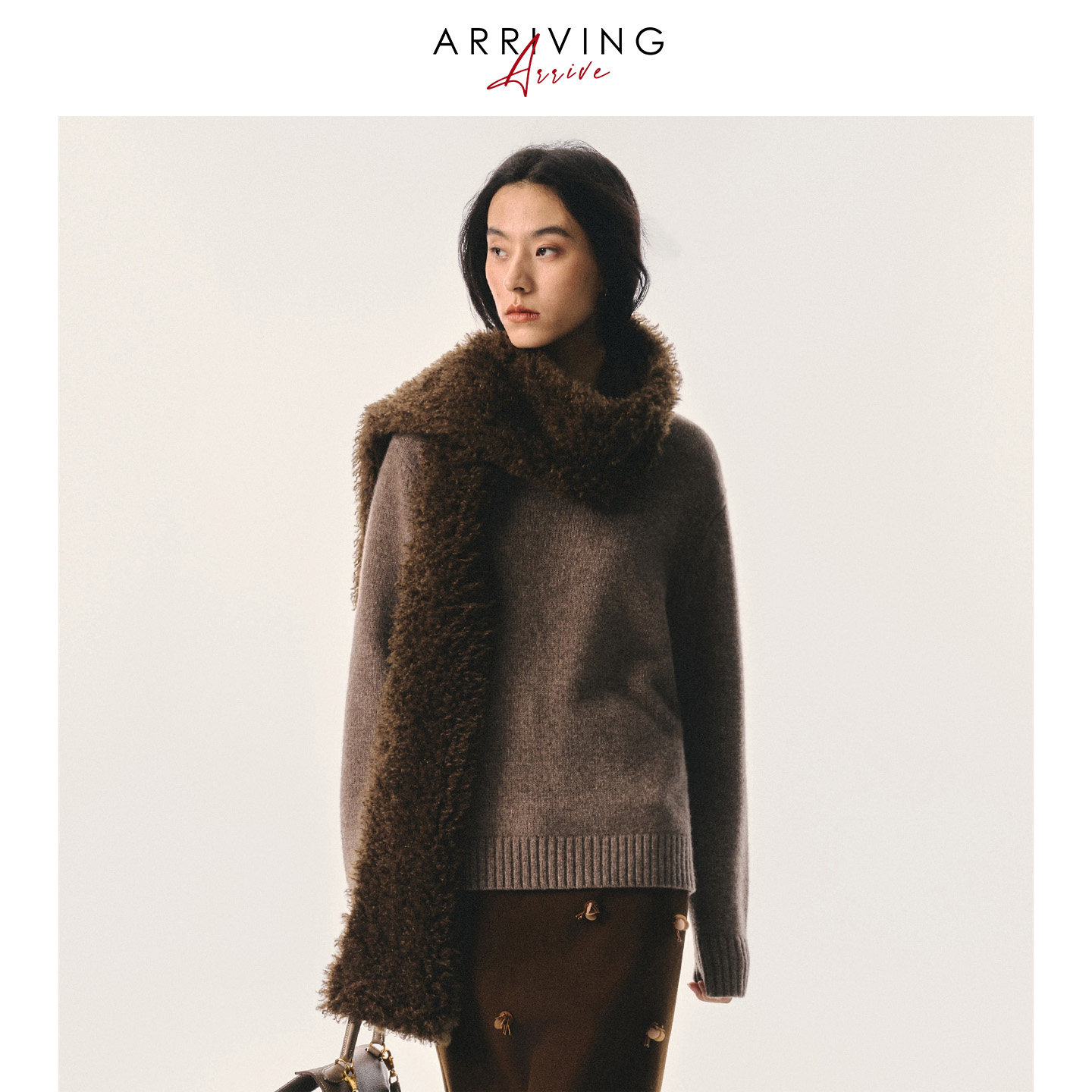 Arriving Arrive 复古简约百搭圆领牦牛绒羊毛慵懒针织毛衣上衣