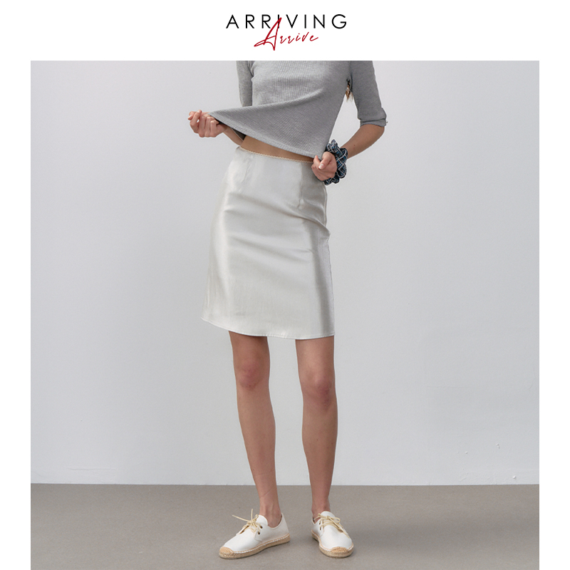 ArrivingArrive 月光银包臀半裙高腰显瘦炫酷金属光泽短裙半身裙