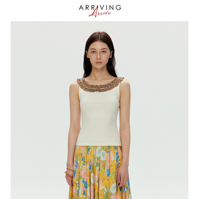 立体花边撞色拼接吊带背心