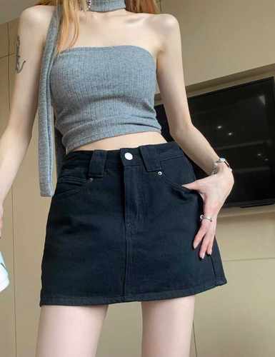 包臀防走光牛仔半身裙女显瘦a字