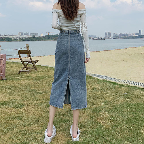 小个子牛仔半身裙女直筒包臂裙