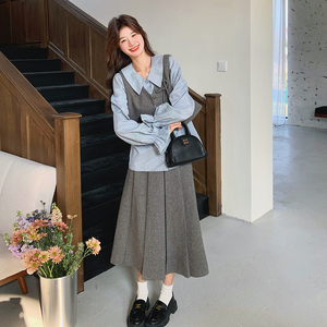 法式小香风气质套装女2025年春秋季新款显瘦马甲衬衫百褶裙三件套图片