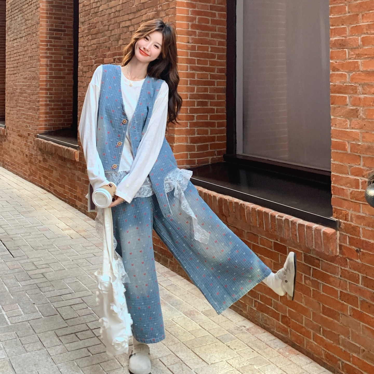 【春款现货】数据好蕾丝T恤+马甲裤子三件套293-2706-P195控278，女装套装/套裙，浙宝293