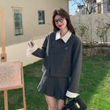 【新款】刺绣拼接撞色西装外套+半身裙套装293-262-P185控298，女装套装/套裙，浙宝293