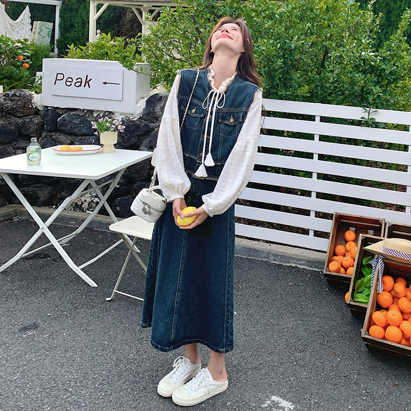 【秋款】数据好温柔牛仔马甲衬衣三件套293-2561-P195控278,女装套装/套裙,浙宝293