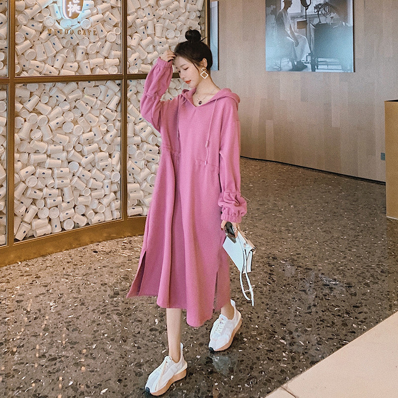 【新出不加绒】档口现货粉色v领加绒卫衣裙205A-1101-P115K178,女装卫衣/绒衫,浙宝293