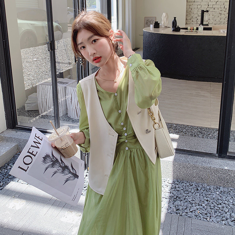 【新款】主推款！白色马甲连衣裙套装205A-8821-P135控198,女装连衣裙,浙宝293