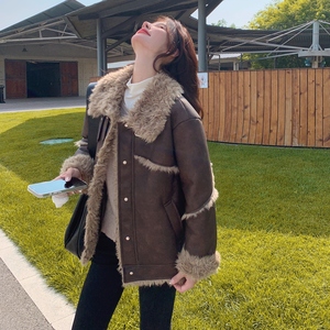 【新款现货】数据好 美拉德皮毛一体机车夹克293-2811-P195控278,女装皮草,浙宝293