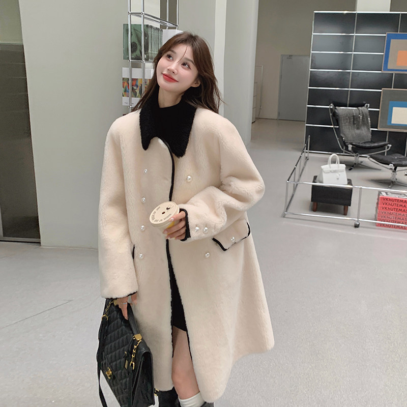 韩版气质长款羊羔毛棉服大衣女2025冬季新款宽松显瘦保暖棉衣棉袄,女装短外套,浙宝293