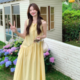 法式甜美桔梗背心连衣裙女2025夏季新款韩版收腰显瘦茶歇漂亮长裙，女装连衣裙，浙宝293