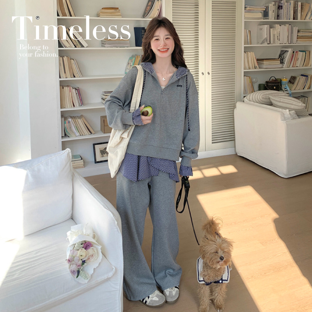 【春款】现货数据好学院风拼接卫衣套装293-2553-P170控248，女装卫衣/绒衫，浙宝293