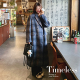 【新款】24冬韩系灰蓝格纹毛呢大衣293-212-P195控288，女装毛呢外套，浙宝293