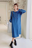 【新款】22秋甜美复古牛仔连衣裙205A-8810-P130控188，女装连衣裙，浙宝293