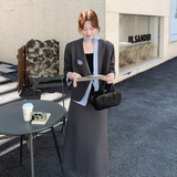 通勤穿搭灰色西服上衣套装女春秋2025超火好看高级感半身裙两件套，女装套装/套裙，浙宝293