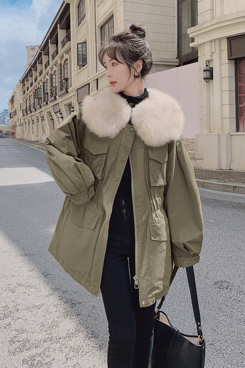 【新品】兔毛内胆中长款派克服205A-K631-P195控278,女装棉衣/棉服,浙宝293
