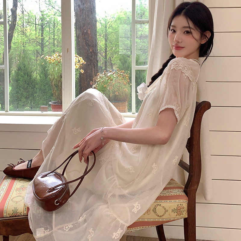 法式温柔风初恋茶歇连衣裙女2025夏季新款韩版宽松显瘦甜美长裙子,女装连衣裙,浙宝293