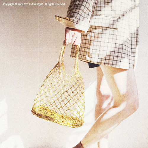 小众时髦ins闪银纯金色镂空渔网包度假风沙滩手工编织包手提包女