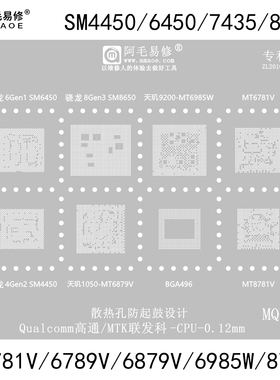 SM4450/6450/7435/8650钢网MT6781/6789/6879V/6985W/8781V植锡网