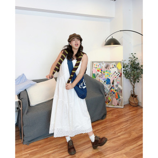 新品 0点 高腰A字V领吊带连衣裙长裙内搭