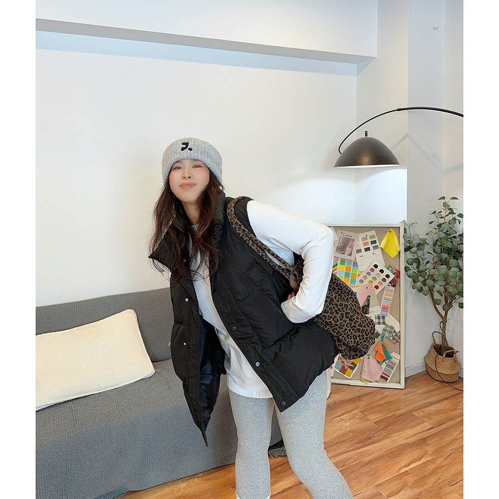 韩版学院风保暖立领棉马甲无袖