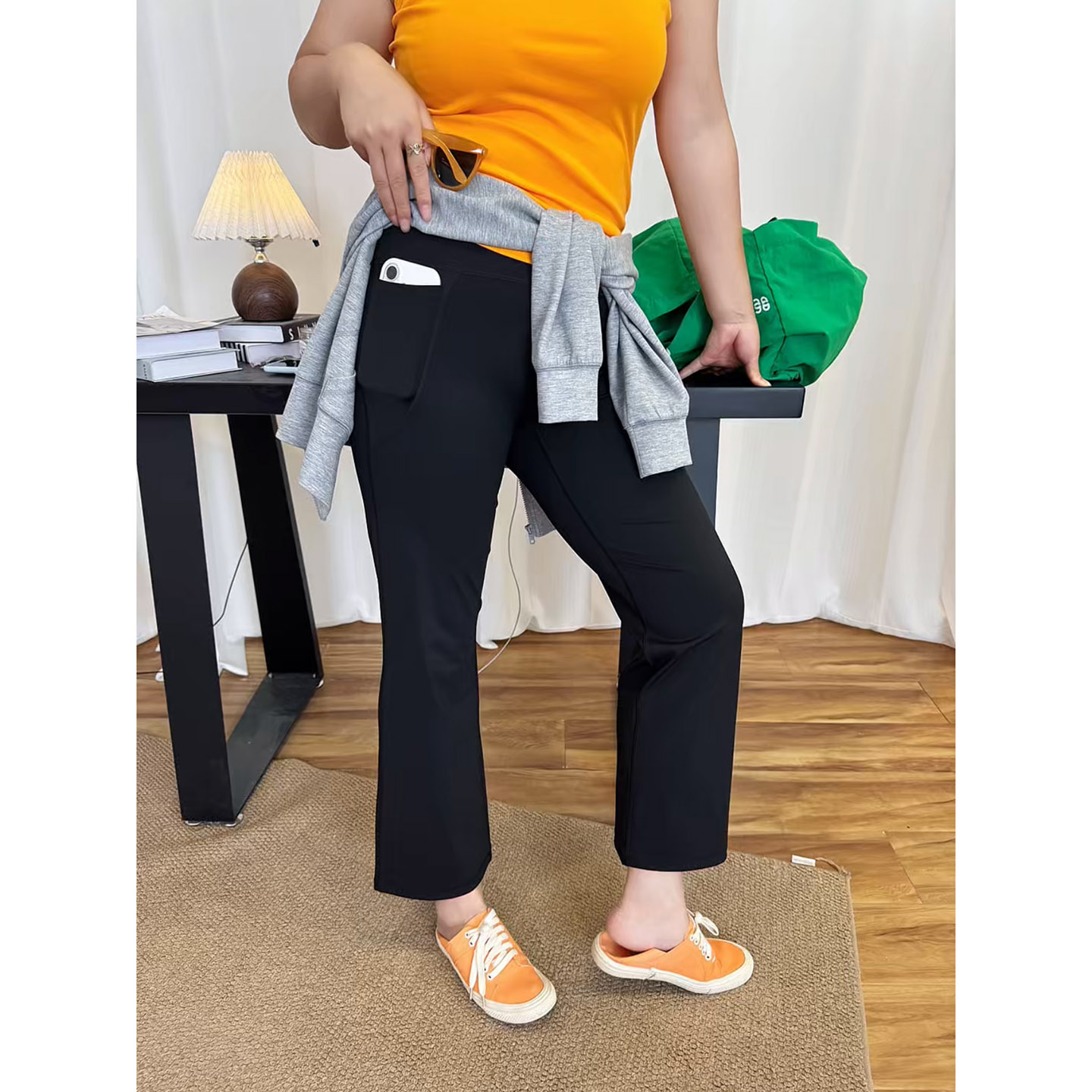 花边下大码女装胖mm2026秋季新款高腰微喇弹力瑜伽打底裤合身显瘦