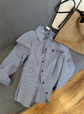 【2/24 0点 新品】定制款港风polo领宽松格纹衬衫