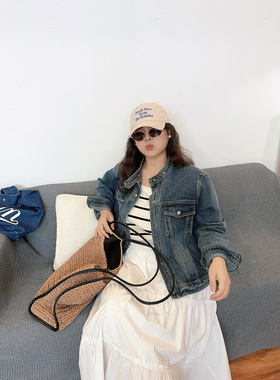 【2/24 0点 新品】 定制款复古圆领休闲牛仔外套上衣