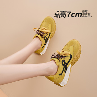 复古百搭透气运动休闲阿甘鞋 7cm内厚底德训鞋 女春夏季