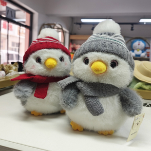 可爱带帽围巾企鹅公仔情侣小企鹅玩偶毛绒玩具送儿童生日活动礼物