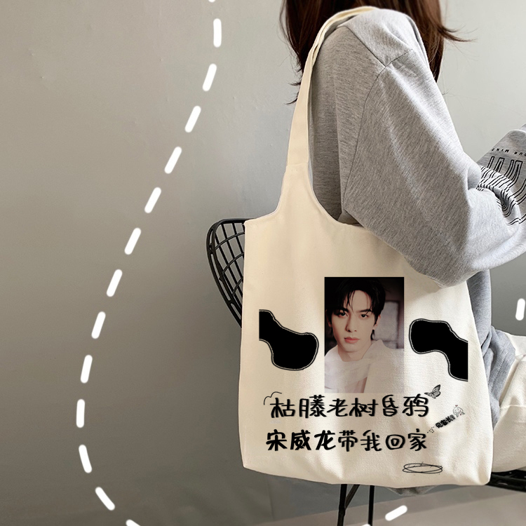 宋威龙同款单肩包包学生帆布包diy定制明星周边粉丝应援手提袋